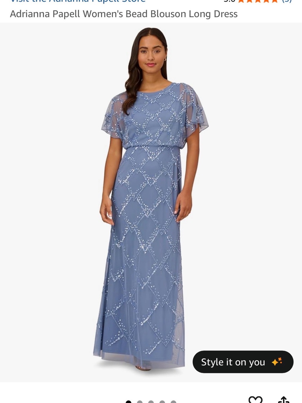 Adrianna Papell Blue Beaded Blouson Maxi Dress